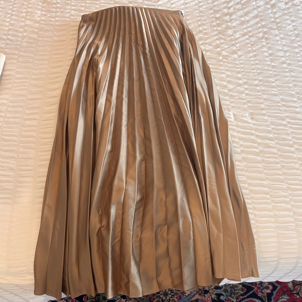 Zara Bronze A-Line Pleated Skirt